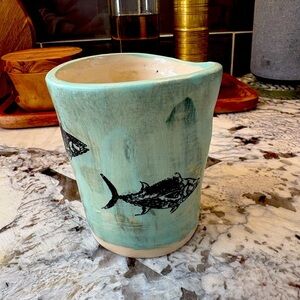 Signed Fish Tumbler Pottery Whimsical